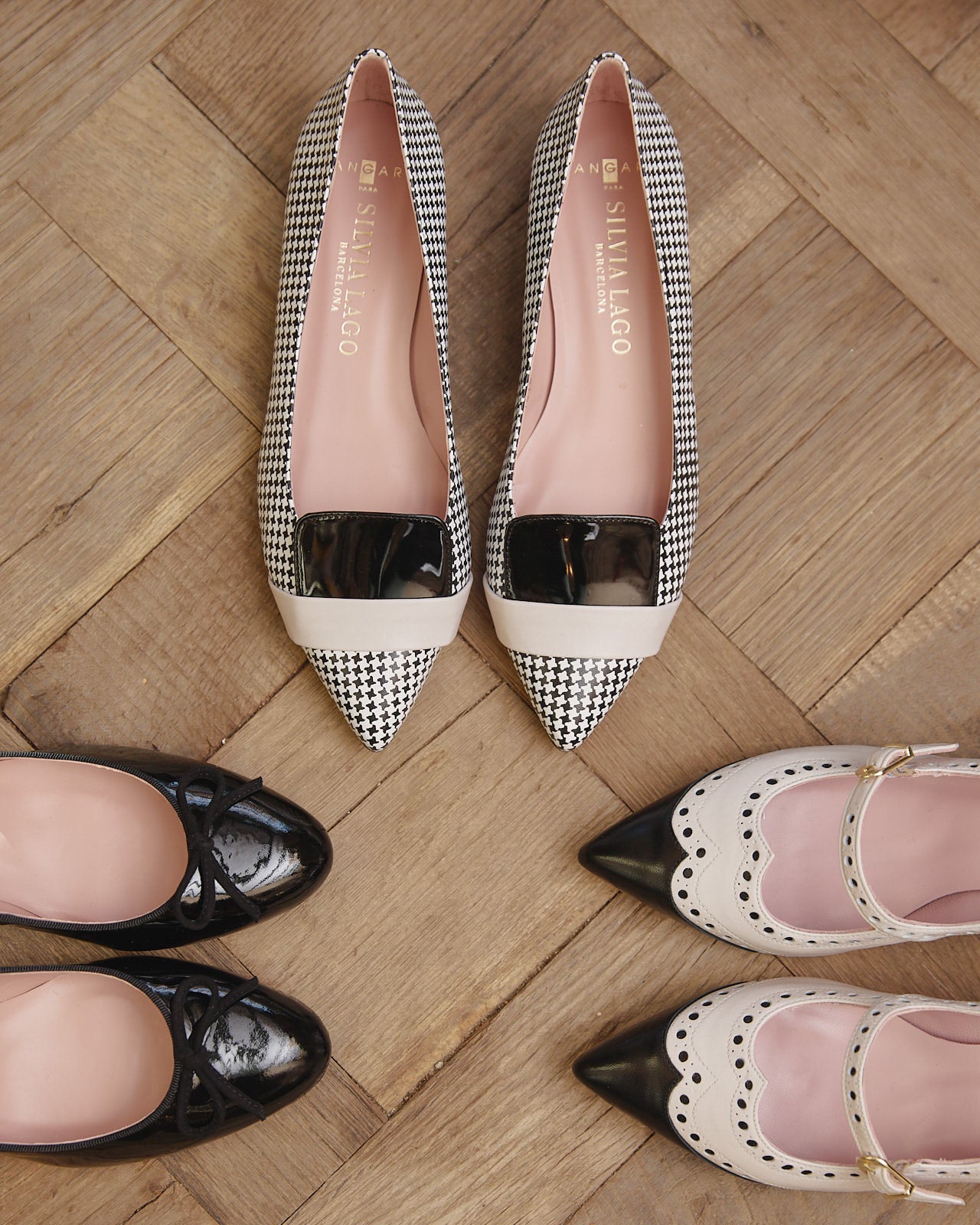 Edith pumps 50mm black and ivory calf