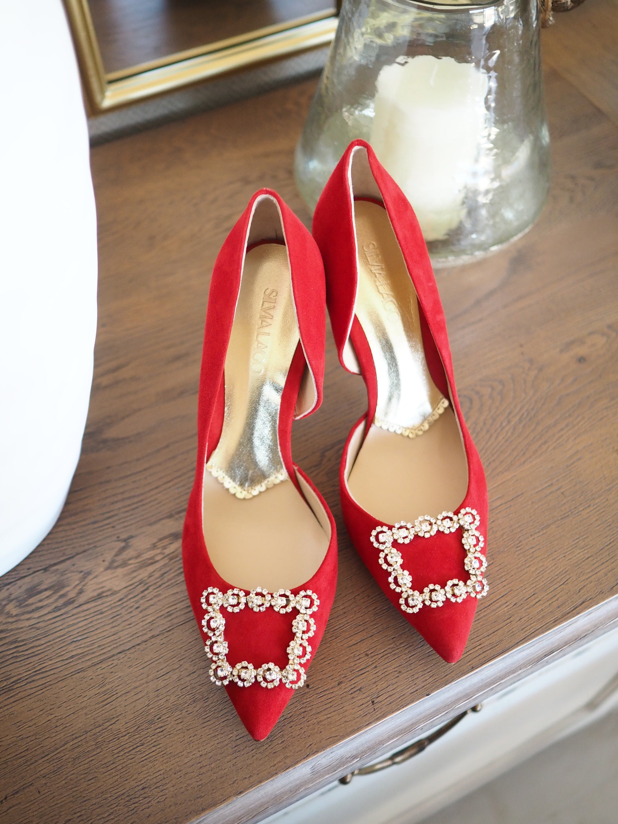 Lady Veronica pumps 100mm scarlet suede - The Archive