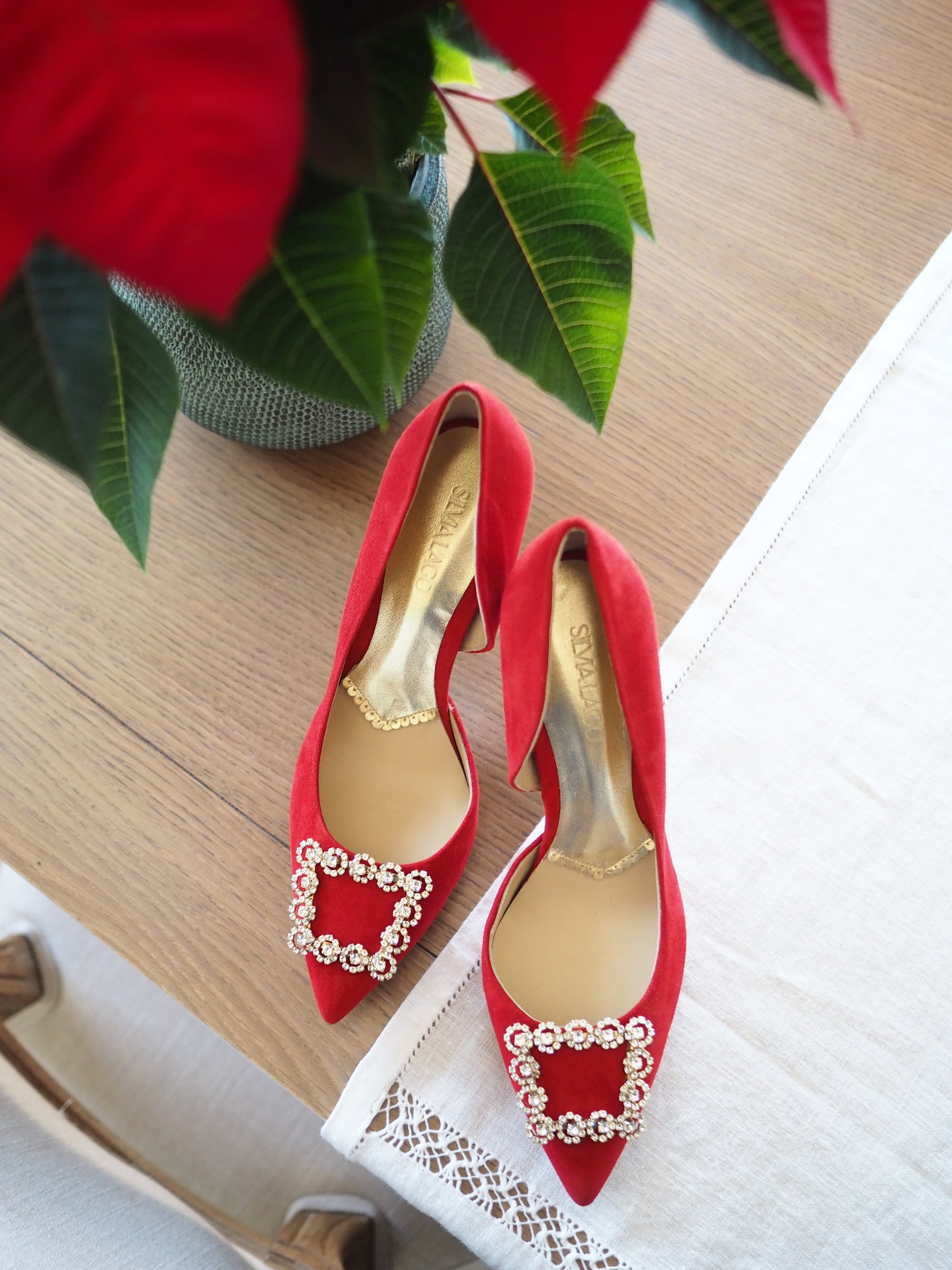 Lady Veronica pumps 100mm scarlet suede - The Archive