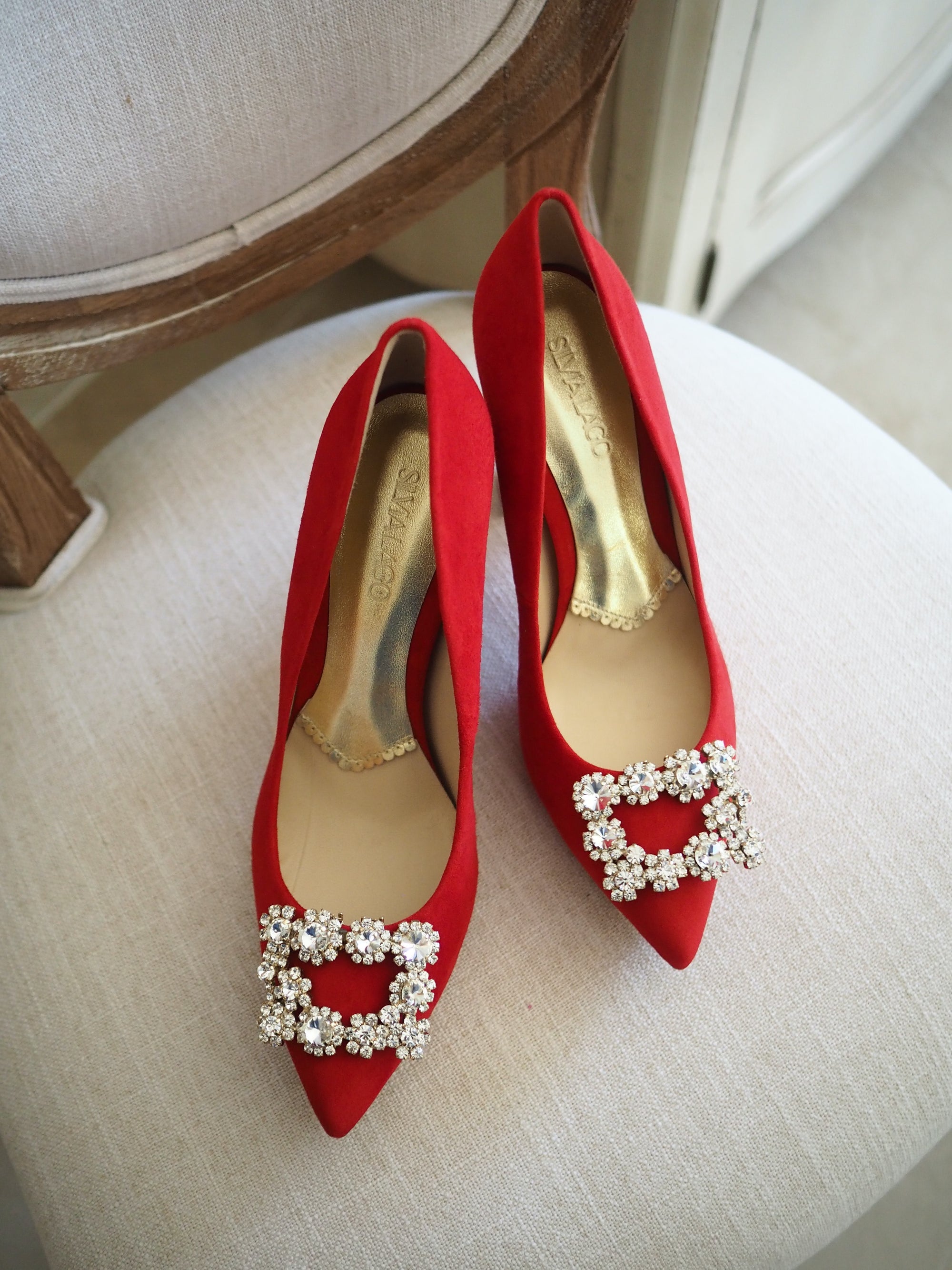 Audrey pumps 100mm scarlet suede