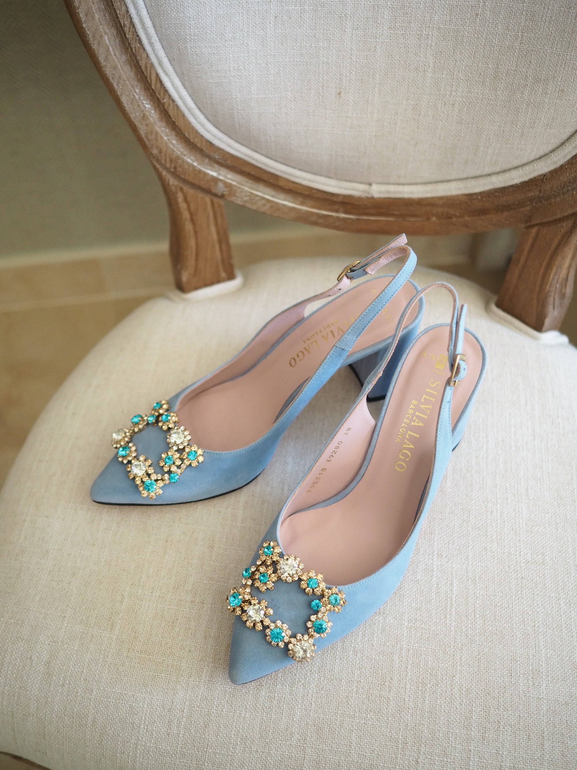 Emma pumps 80mm cian suede