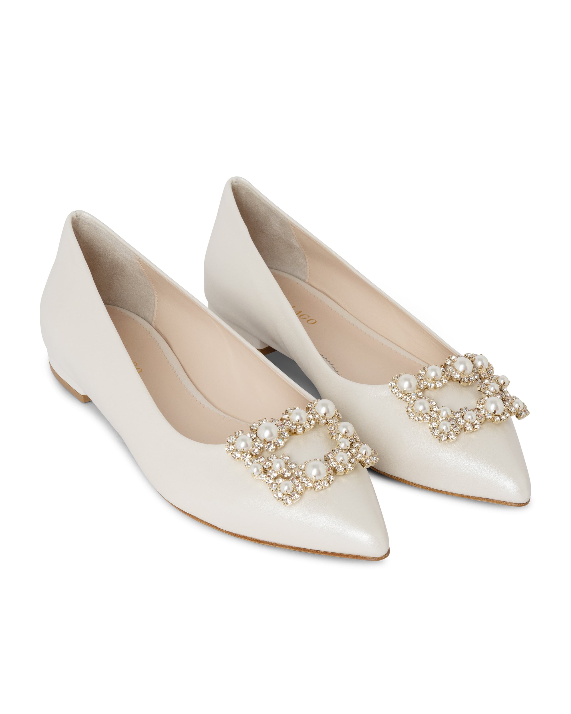 Lady Audrey flats ivory pearl calf