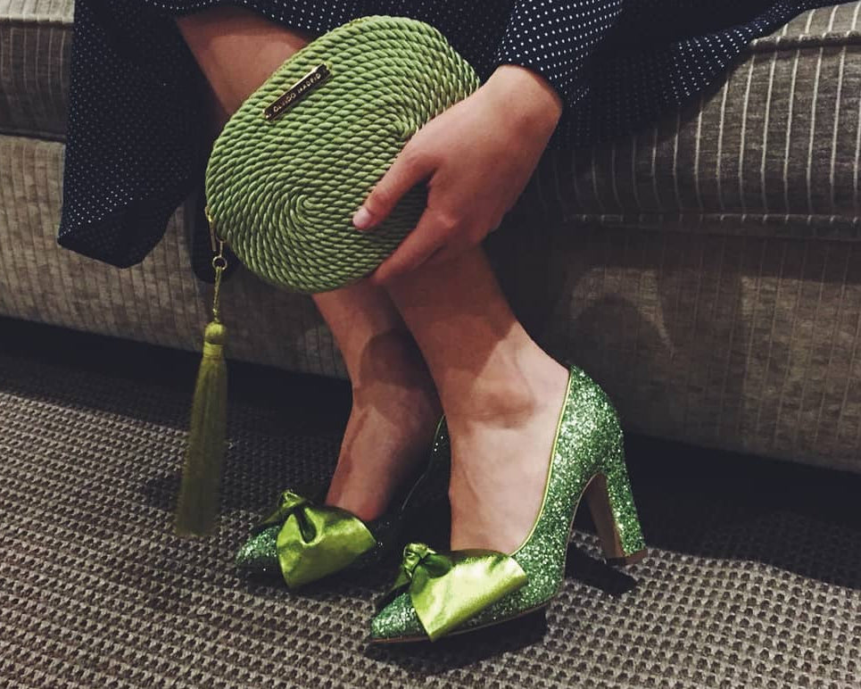 Lady Valentina pumps 100mm green glitter - The Archive