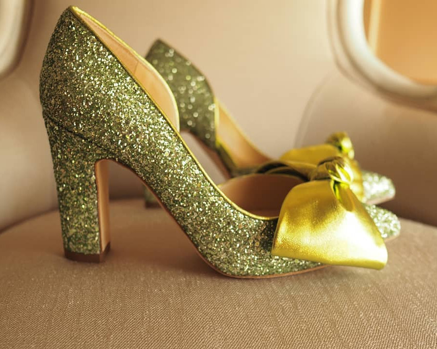 Lady Valentina pumps 100mm green glitter - The Archive