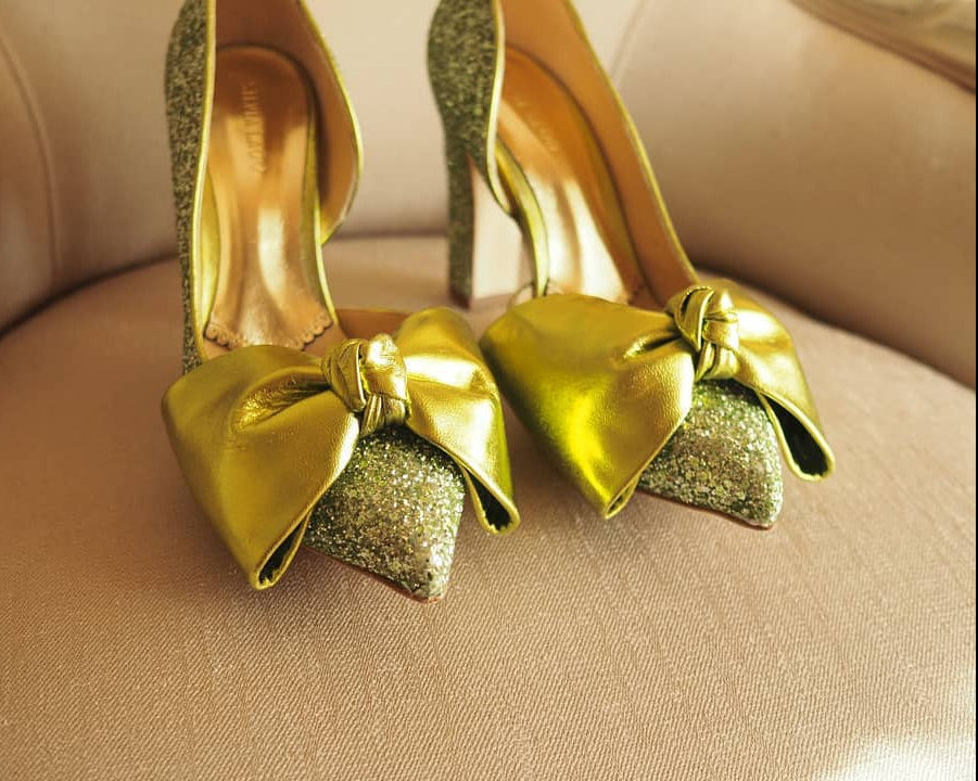Lady Valentina pumps 100mm green glitter - The Archive
