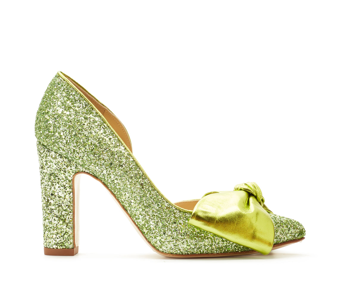 Lady Valentina pumps 100mm green glitter - The Archive