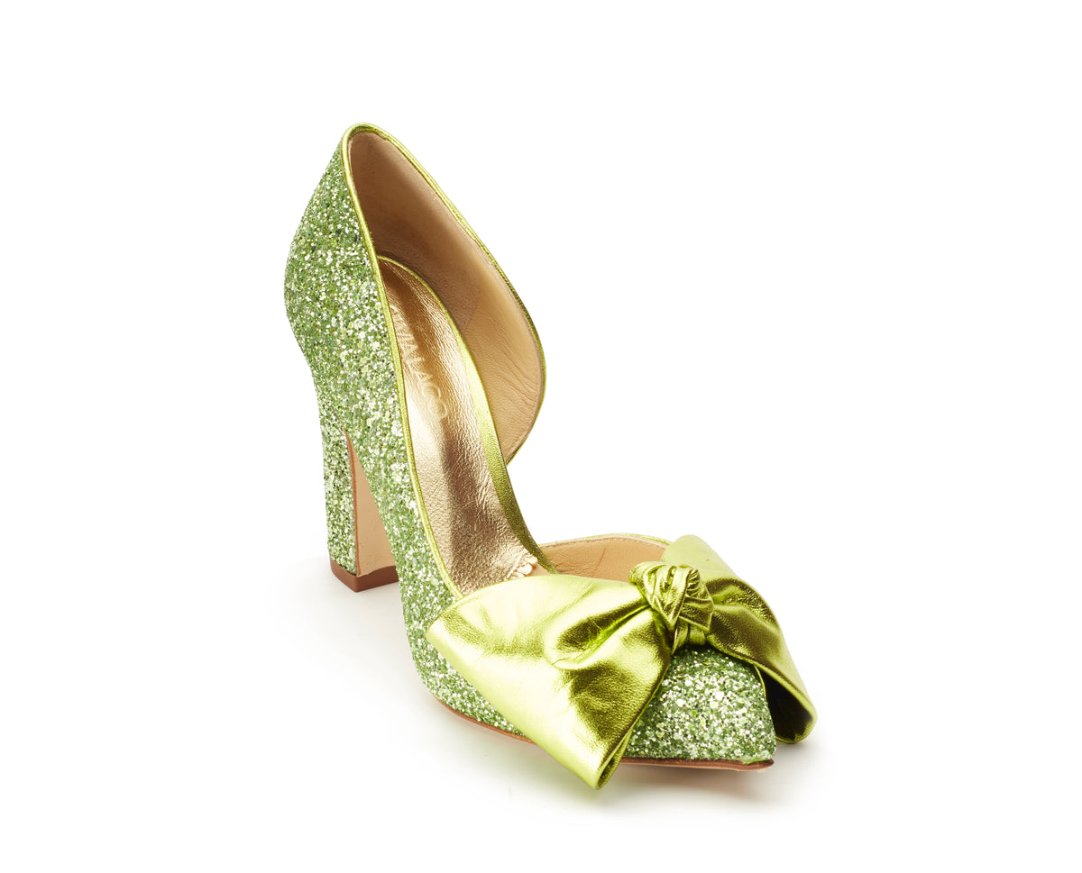Lady Valentina pumps 100mm green glitter - The Archive