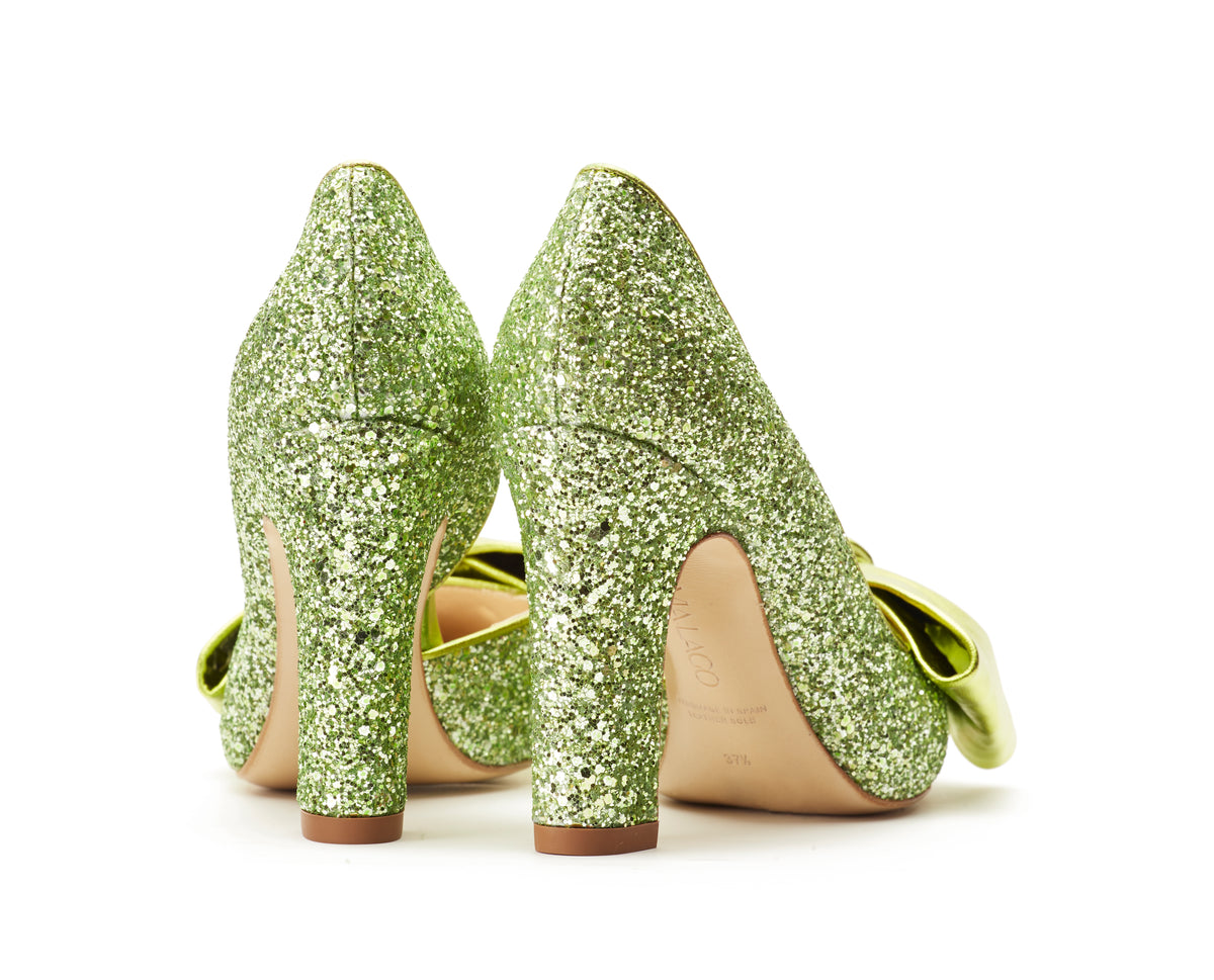 Lady Valentina pumps 100mm green glitter - The Archive