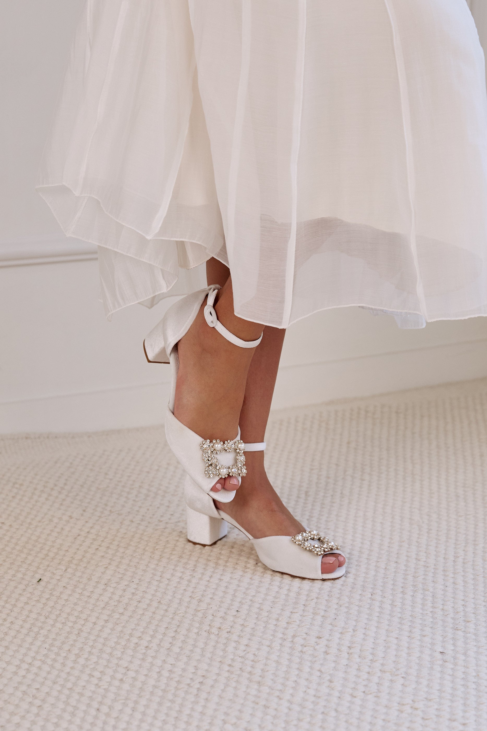 Lady Camille sandals 50mm ivory velvet