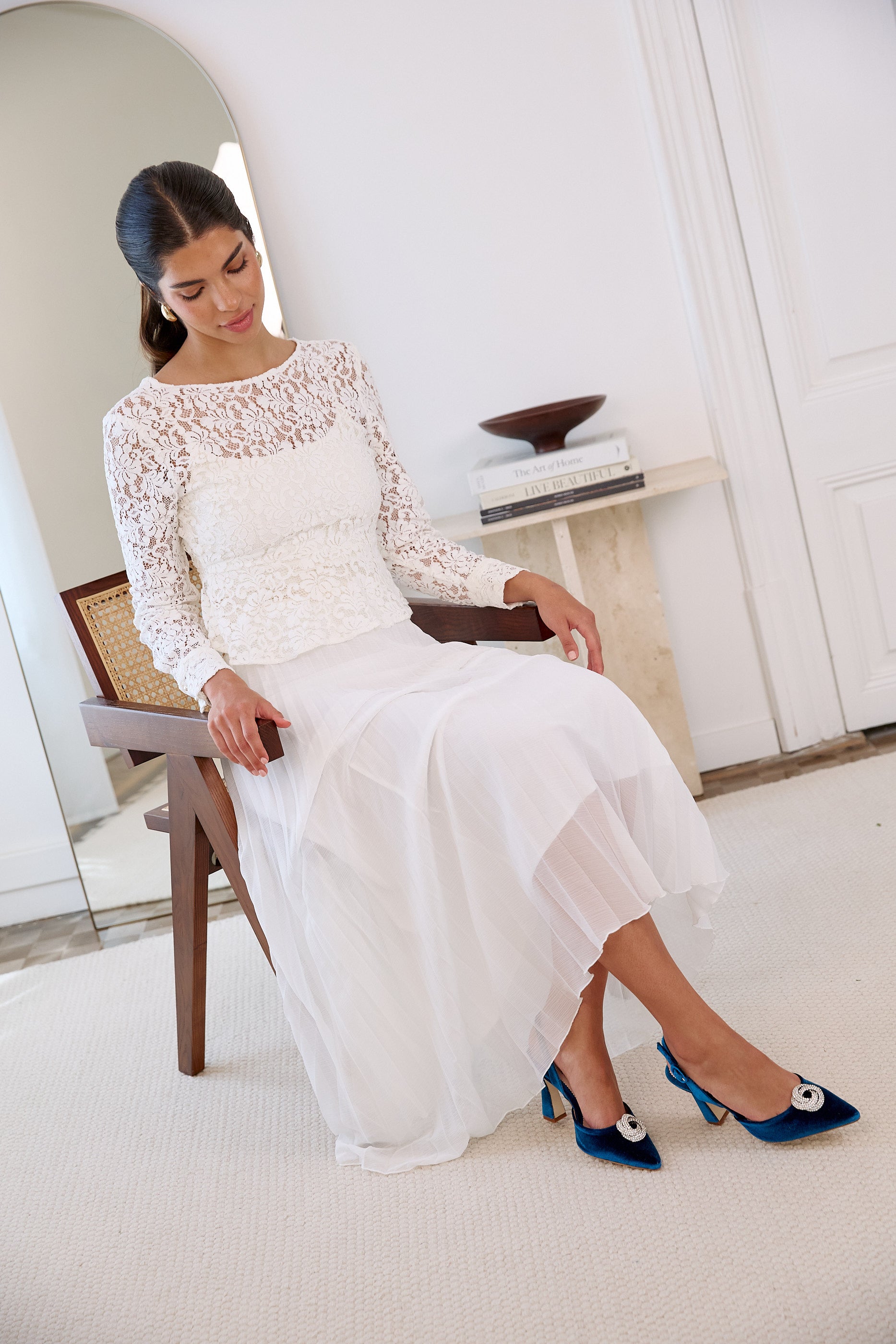 Lady Clementine pumps 85mm azure velvet