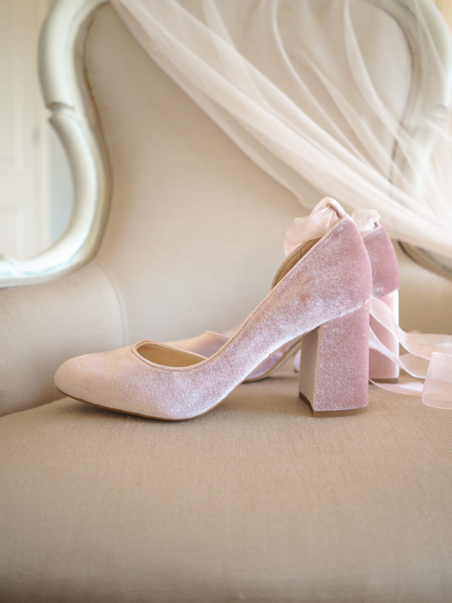 Olivia pumps 85mm blush velvet – SILVIA LAGO - Main Image